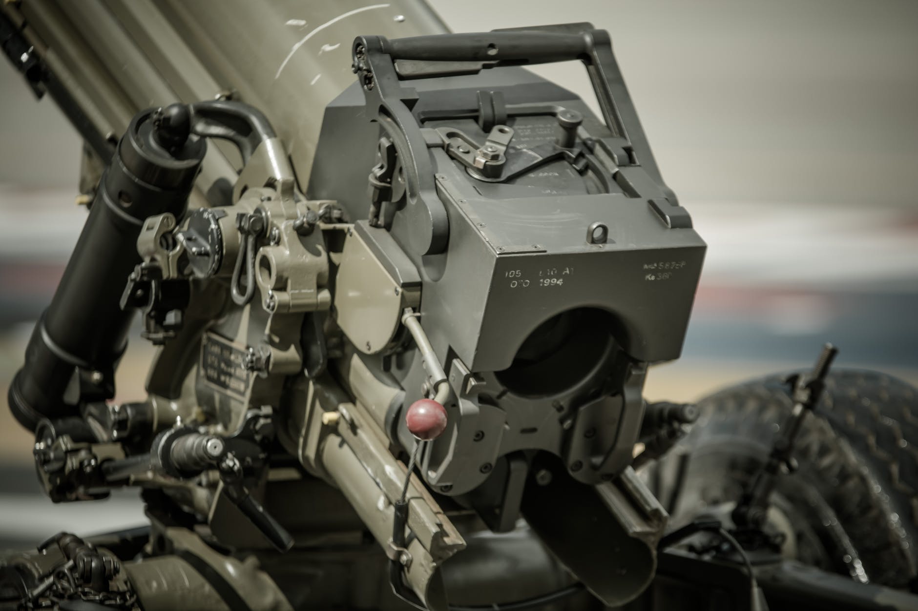 close up of a military weapon